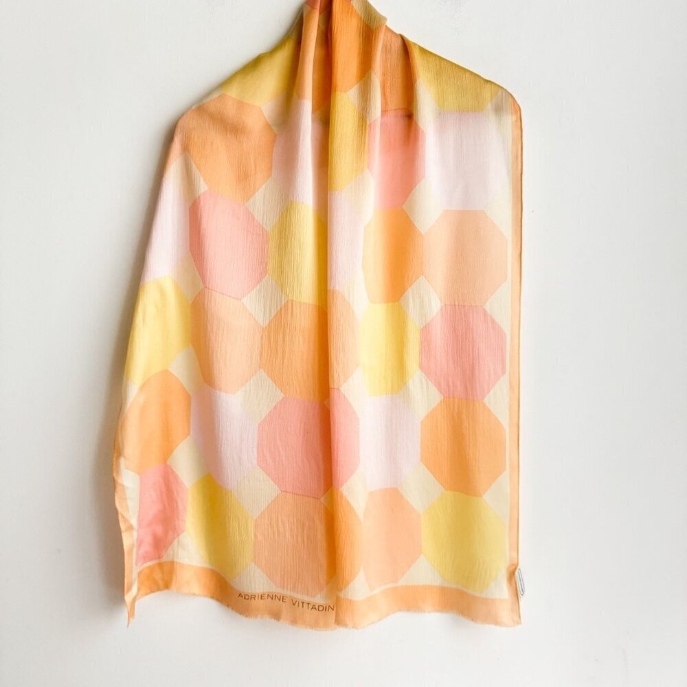 Adrienne Vittadini Pastel Pink Multicolour Long Silk Scarf